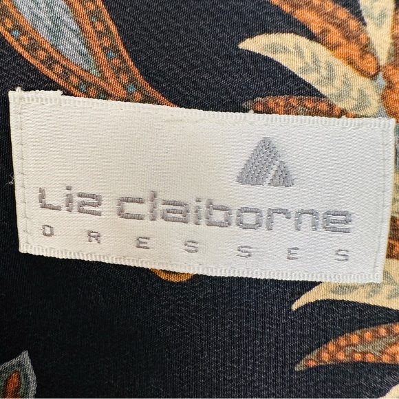 Vintage Liz Claiborne Mini Dress 100% Silk Floral Paisley Printed Brown - Picture 9 of 10